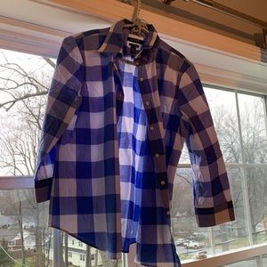 Womens Chaps petite large checkerboard print blue and white